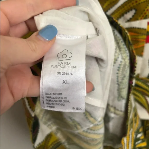 FARM RIO Spotted Leaves utility linen mini dress XL - Picture 6 of 10